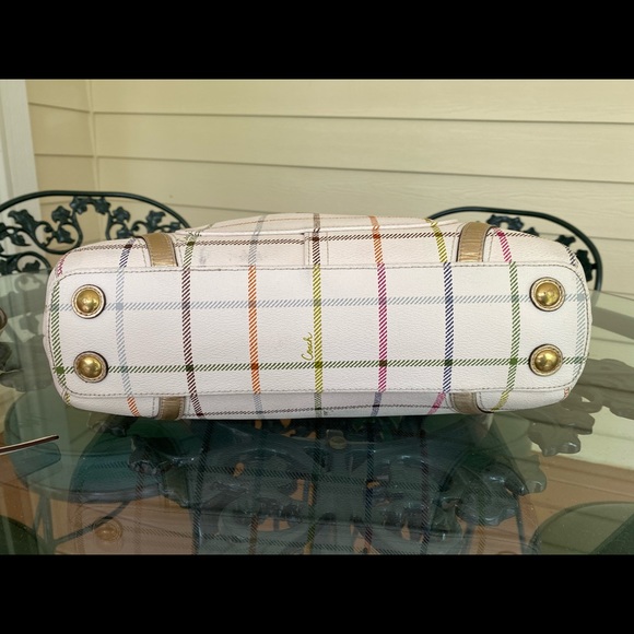 Coach Peyton Tattersall Plaid Cream Leather Tote - Picture 5 of 14